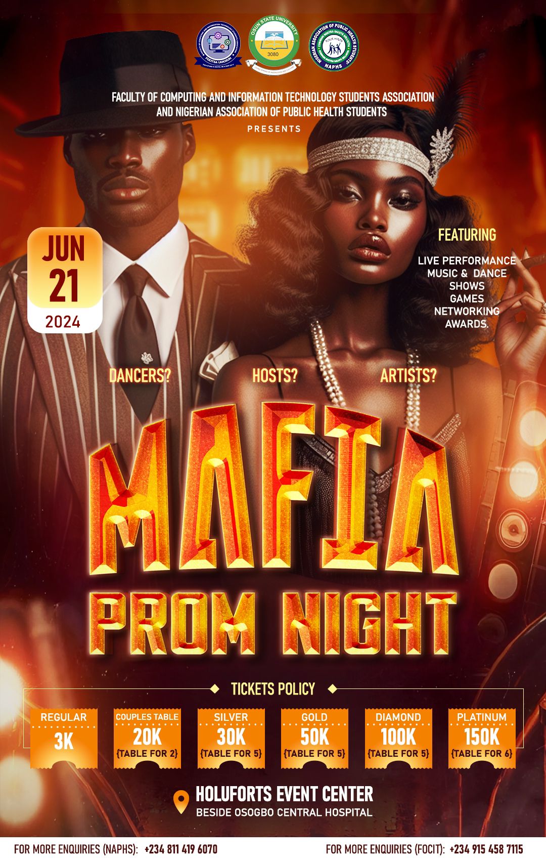 Flyer for Mafia Prom Night